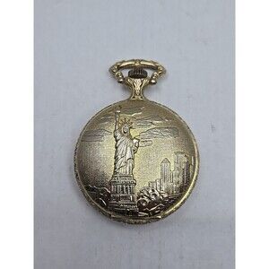 Statue Of Liberty Sutton Pocket Watch Quartz Commemorative 1886 1986 New Battery